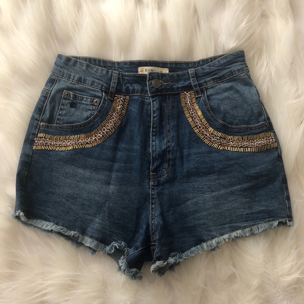 Kindom denim shorts with sequin pockets - Size 28